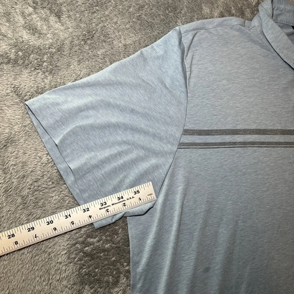 Travis Matthew Men's SZ 3XL Short Sleeve Gold Polo Baby Blue W Grey Stripe Shirt